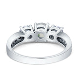 Three Stone Round Gold Ring