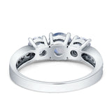 Three Stone Round Gold Ring