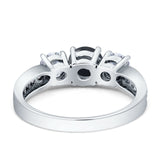 Three Stone Round Gold Ring