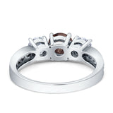Three Stone Round Gold Ring