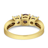 Three Stone Round Gold Ring