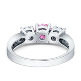 Three Stone Round CZ Gold Ring