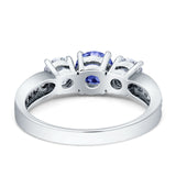 Three Stone Round CZ Gold Ring