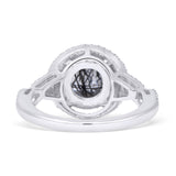 Round Halo Twisted Split Shank Diamond Gold Ring