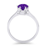 Round Amethyst CZ Solitaire Gold Ring