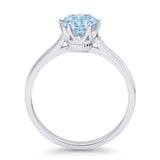 Round Aquamarine CZ Solitaire Gold Ring