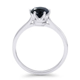 Round Black CZ Solitaire Gold Ring