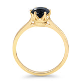 Round Black CZ Solitaire Gold Ring