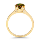 Round Lab Created Black Opal Solitaire Gold Ring