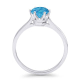 Round Lab Created Blue Opal Solitaire Gold Ring