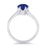 Round Blue Sapphire CZ Solitaire Gold Ring