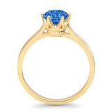 Round Blue Topaz CZ Solitaire Gold Ring