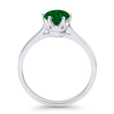 Round Green Emerald CZ Solitaire Gold Ring