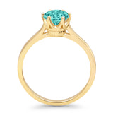 Round Paraiba Tourmaline CZ Solitaire Gold Ring