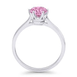 Round Pink CZ Solitaire Gold Ring