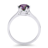 Round Rainbow CZ Solitaire Gold Ring