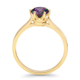 Round Rainbow CZ Solitaire Gold Ring