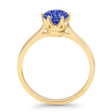 Round Tanzanite CZ Solitaire Gold Ring