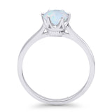 Round Lab Created White Opal Solitaire Gold Ring
