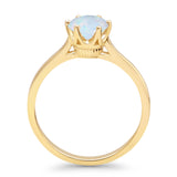 Round Lab Created White Opal Solitaire Gold Ring