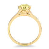 Round Yellow CZ Solitaire Gold Ring