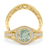 Two Piece Round Halo Split Shank Bridal Gold Ring
