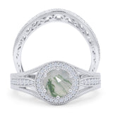 Two Piece Round Halo Split Shank Bridal Gold Ring