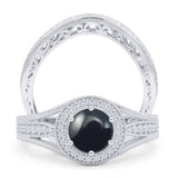 Two Piece Round Halo Split Shank Bridal Gold Ring
