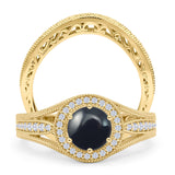 Two Piece Round Halo Split Shank Bridal Gold Ring