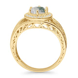 Round Halo Split Shank Bridal Gold Ring