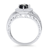 Round Halo Split Shank Bridal Gold Ring