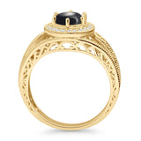 Round Halo Split Shank Bridal Gold Ring