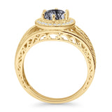 Round Halo Split Shank Bridal Gold Ring