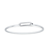 14K Gold 7" Open 5.8mm Rectangle Bangle Bracelet Round Natural Diamond