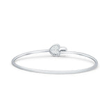 14K Gold 2.09mm Heart Lock Hook Bangle Bracelet Round Natural Diamond