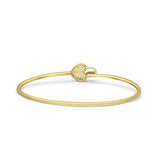 14K Gold 2.09mm Heart Lock Hook Bangle Bracelet Round Natural Diamond