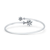 14K Gold 2.2mm Palm Tree Bangle Bracelet Round Natural Diamond