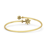 14K Gold 2.2mm Palm Tree Bangle Bracelet Round Natural Diamond