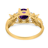 Art Deco Round Natural Stone Floral Ring