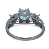 Art Deco Round Natural Stone Floral Ring