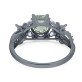 Art Deco Round Natural Stone Floral Ring