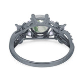 Art Deco Round Natural Stone Floral Ring