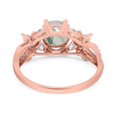 Art Deco Round Natural Stone Floral Ring