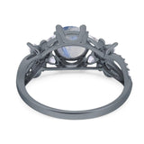 Art Deco Round Natural Stone Floral Ring