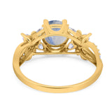 Art Deco Round Natural Stone Floral Ring