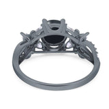 Art Deco Round Natural Stone Floral Ring