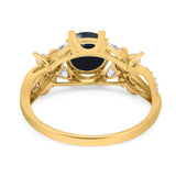 Art Deco Round Natural Stone Floral Ring