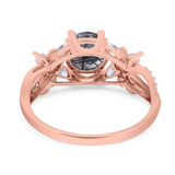 Art Deco Round Natural Stone Floral Ring