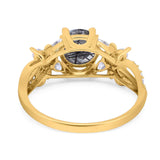Art Deco Round Natural Stone Floral Ring