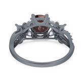 Art Deco Round Natural Stone Floral Ring